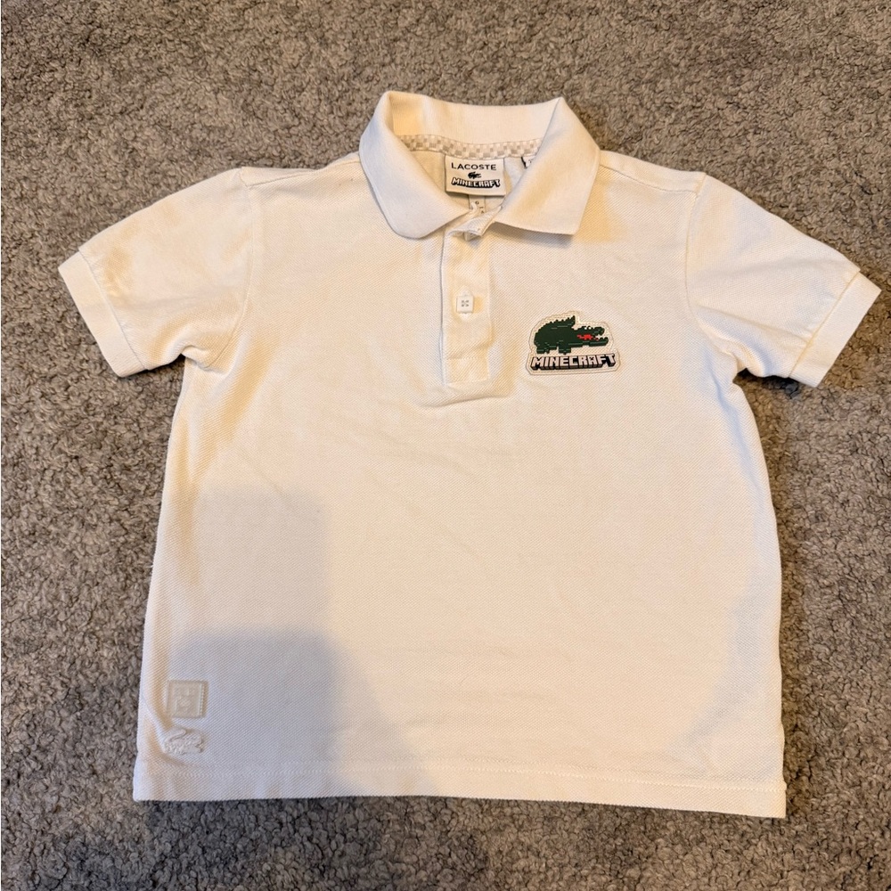 Boys Lacoste Minecraft polo size 6